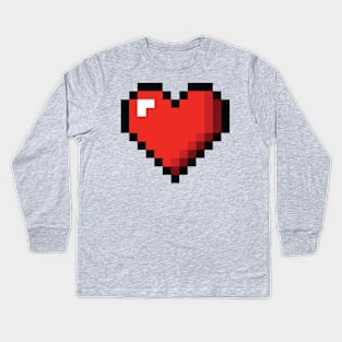 8-bit Pixel Heart or Video Game Health Heart Kids Long Sleeve T-Shirt